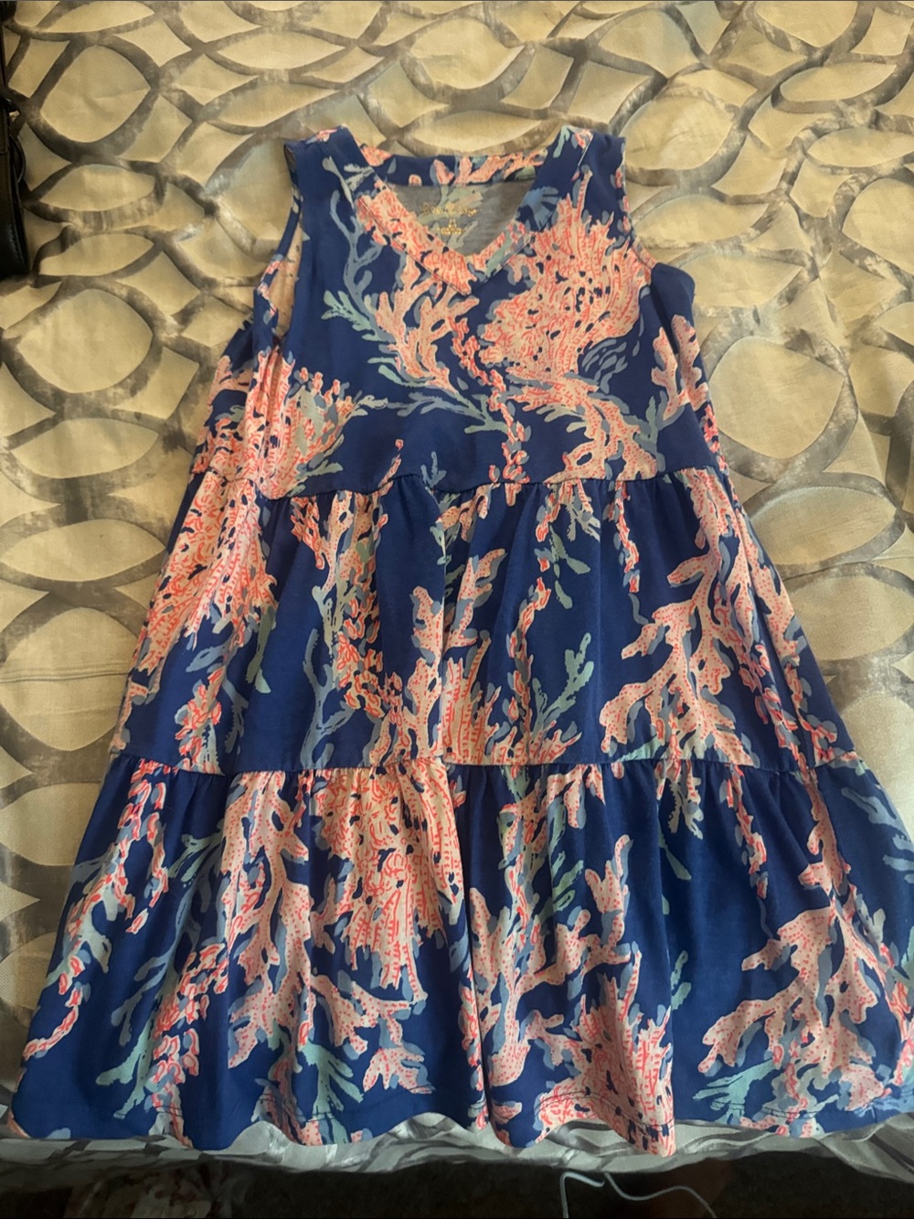 Lilly Pulitzer Navy Coral & Seafoam Tiered Sundress